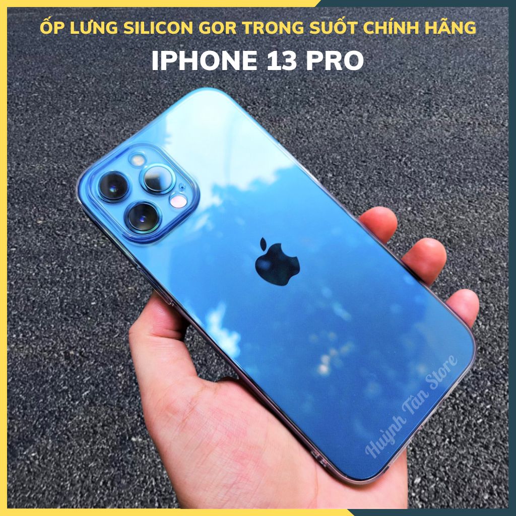 Ốp lưng trong suốt silicon GOR dành cho iphone 13 pro bảo vệ camera dẻo siêu mỏng - Hàng nhập khẩu