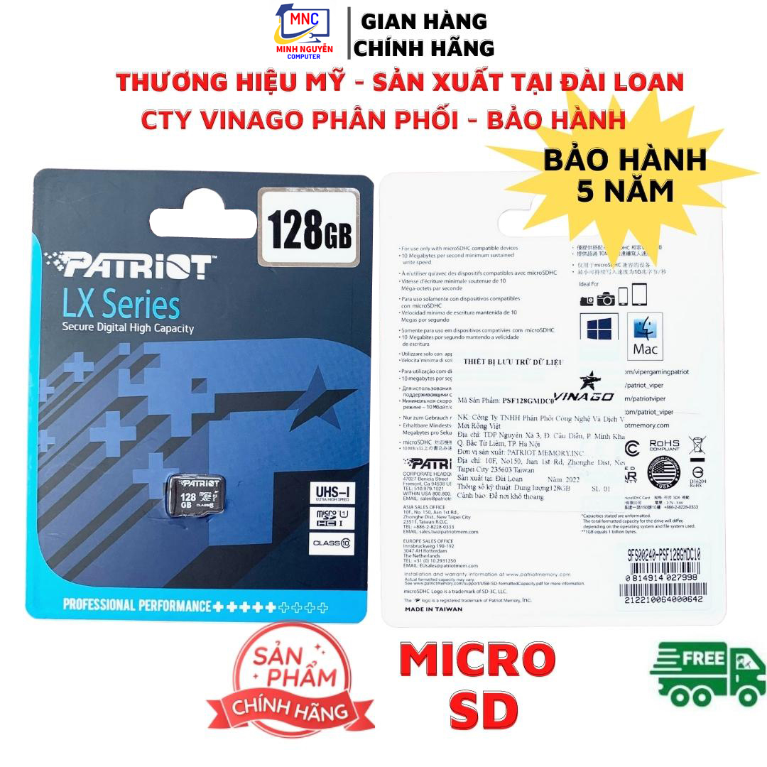 Thẻ Nhớ PATRIOT 32GB, 64GB, 128GB Micro SD - Hàng Chính Hãng