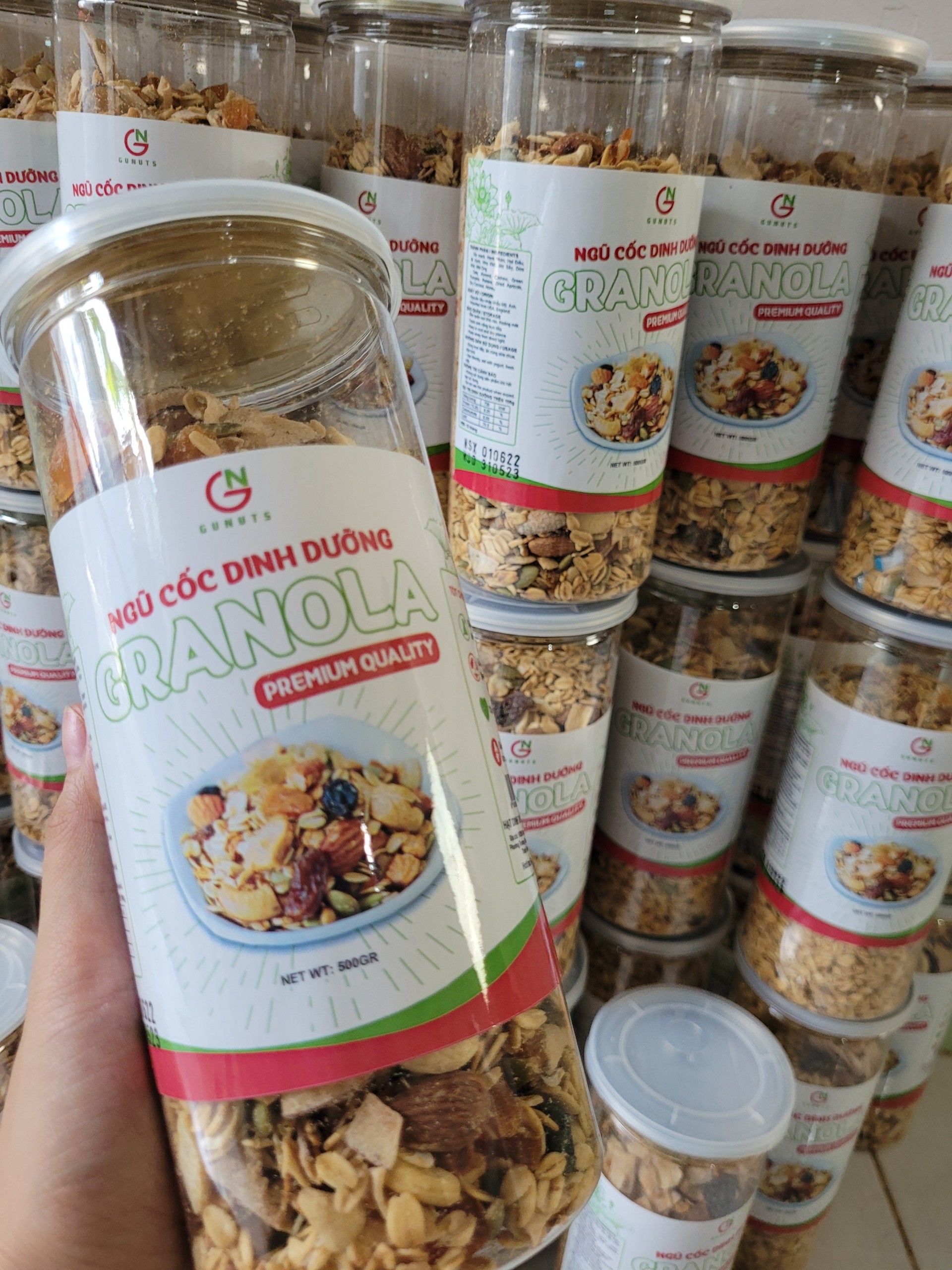 Granola Ngũ Cốc Ăn Kiêng - Ngũ Cốc Granola Siêu Hạt Gunuts Không Đường Chính Hãng Giúp Bổ Sung Và Phát Triển Trí Não Hộp 500g