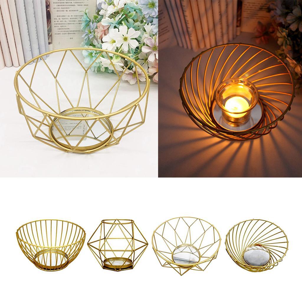 Metal Wire Tealight Candle Holder Tabletop Candlestick Wedding Ornaments