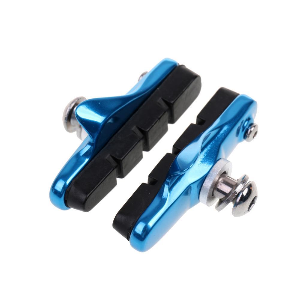 2 Pair Mountain Road Bicycle Cycling Bike Braking V-Brake Holder Shoes Rubber Pads Blocks Durable Parts