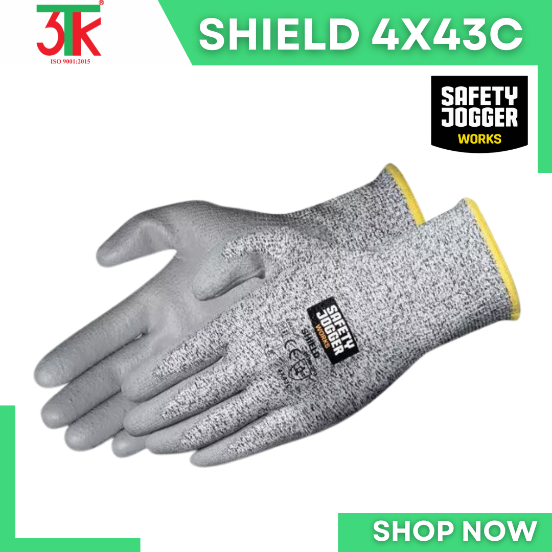 Găng tay bảo hộ Safety jogger Shield chống cắt cấp độ 5 (C), bao tay lớp phủ pu dày, chống rách, chống đâm xuyên, ôm tay