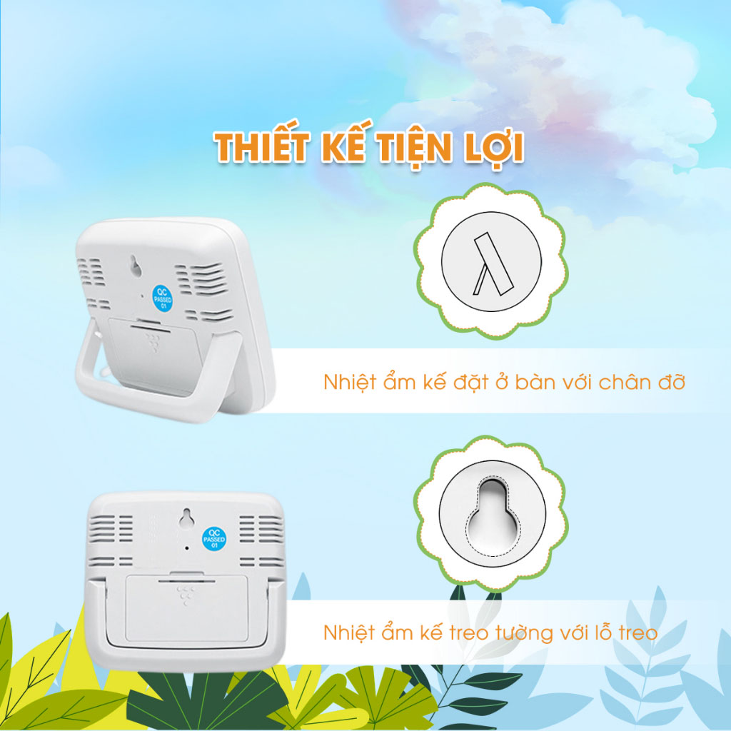 Nhiệt Kế Phòng Điện Tử Ẩm Kế 4 Trong 1 Đo Nhiệt Độ Và Độ Ẩm Báo Thời Gian Cảnh Báo Cảm Xúc Có Đèn Led Phòng Ngủ Cho Bé Đa Năng, Tiện Dụng