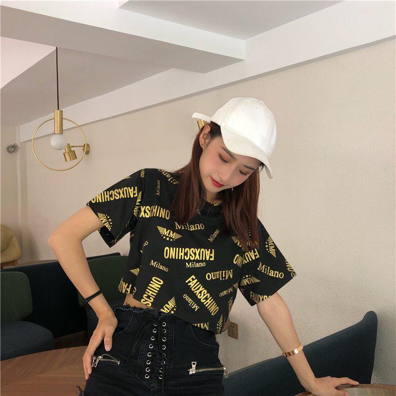 Áo thun nữ cổ tròn ngắn tay in chữ