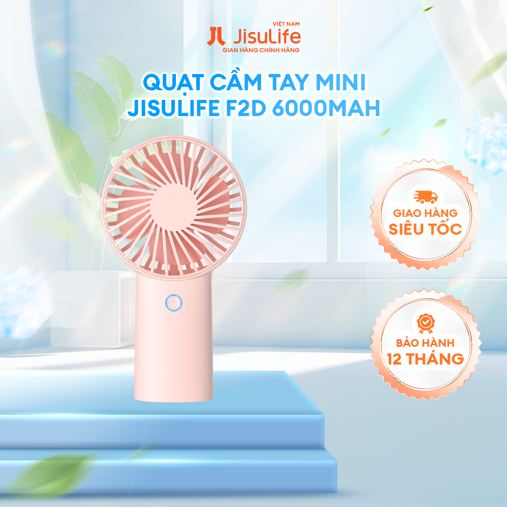 Quạt Cầm Tay Mini JISULIFE F2D ABS 6000mAh - Sạc Nhanh - Sử Dụng Lên Đến 30H - Hàng Chính Hãng