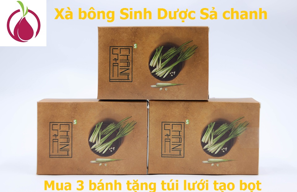 Set 3 Xà bông tắm Sinh Dược Sả chanh,xà phòng handmade 100% Làm Từ Thiên Nhiên, bánh 100gr Dưỡng da, sạch khuẩn , Giảm Mụn Lưng, 