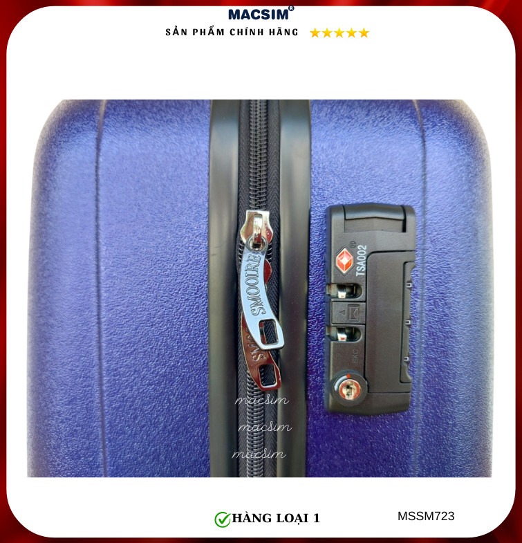 Vali cao cấp Macsim Smooire MSSM723 cỡ 24 inch màu matt blue - Hàng loại 1