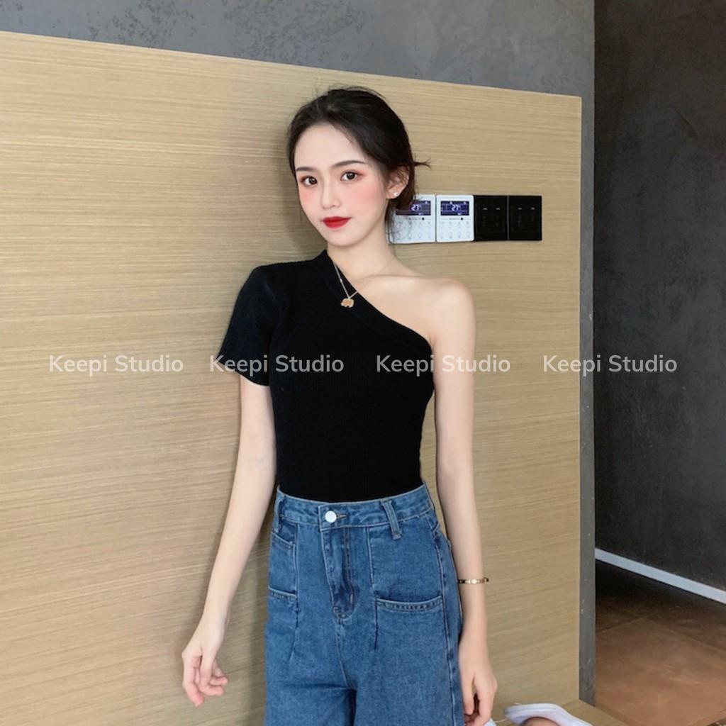 Áo Lệch Vai Cao Cấp chất cotton, siêu co giãn
