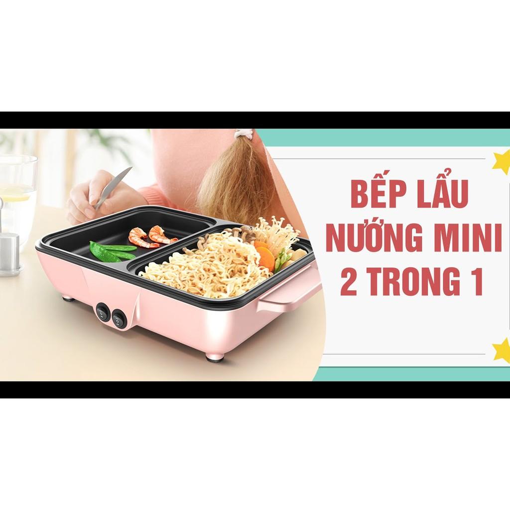 THANH LÝ NGHỈ BÁN Bếp nướng lẩu 2 in 1 Mini Hàn Quốc - Bếp Điện Đa Năng Cofy -Nồi Đôi Mini Nướng và Lẩu Cofy 2 trong 1