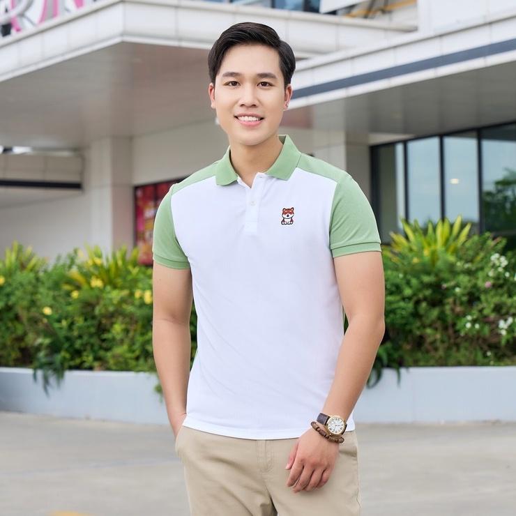 Áo polo nam cafe YODY ngực thêu chú chó đáng yêu khô nhanh chống tia UV APM5329