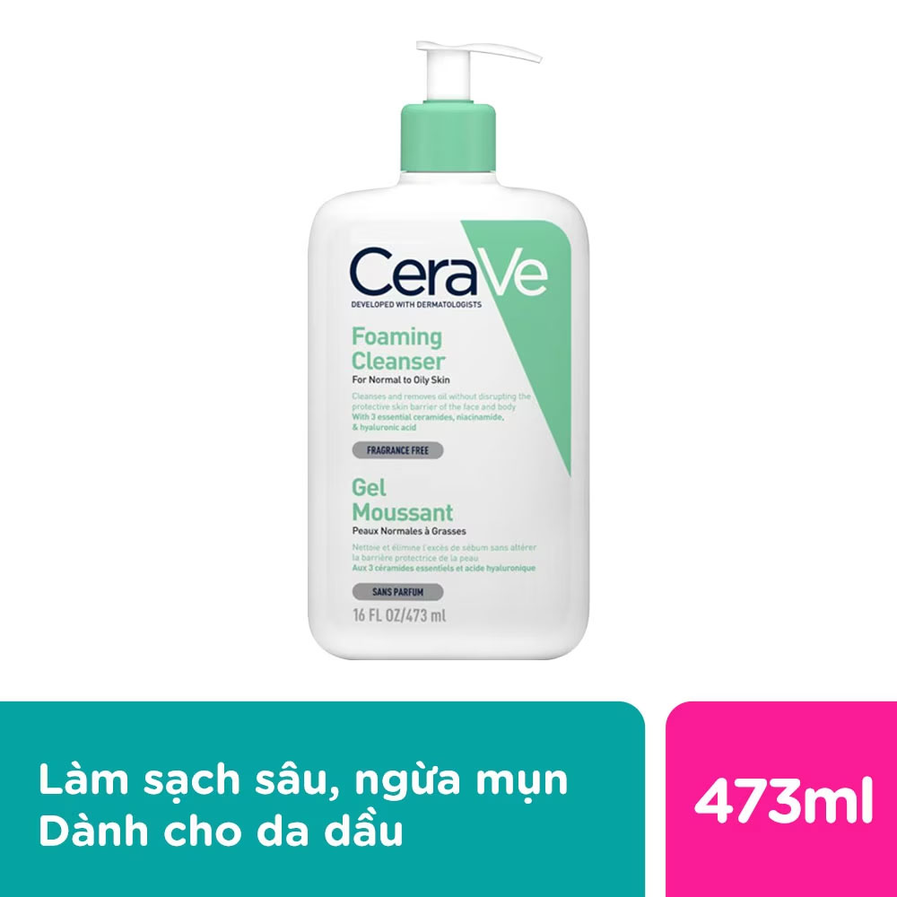 Sữa Rửa Mặt Giúp Làm Sạch Sâu Dành Cho Da Dầu Cerave Foaming Cleanser 473ml