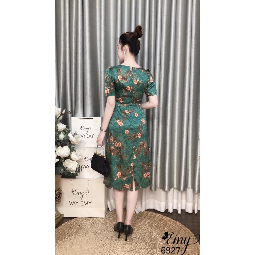 Đầm EMY EM6927 Xoè Lụa Xanh