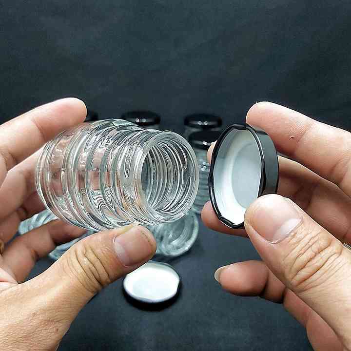 Bộ 6 hũ thủy tinh nắp thiếc 100ml, đựng mật ong, đựng sữa chua, bánh flan, đựng thực phẩm