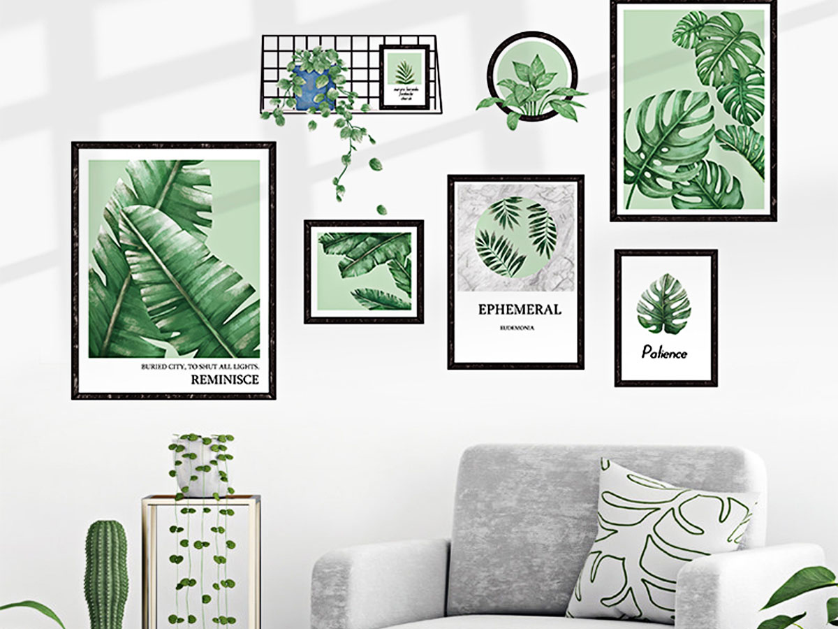 DECAL KHUNG ẢNH LÁ XANH