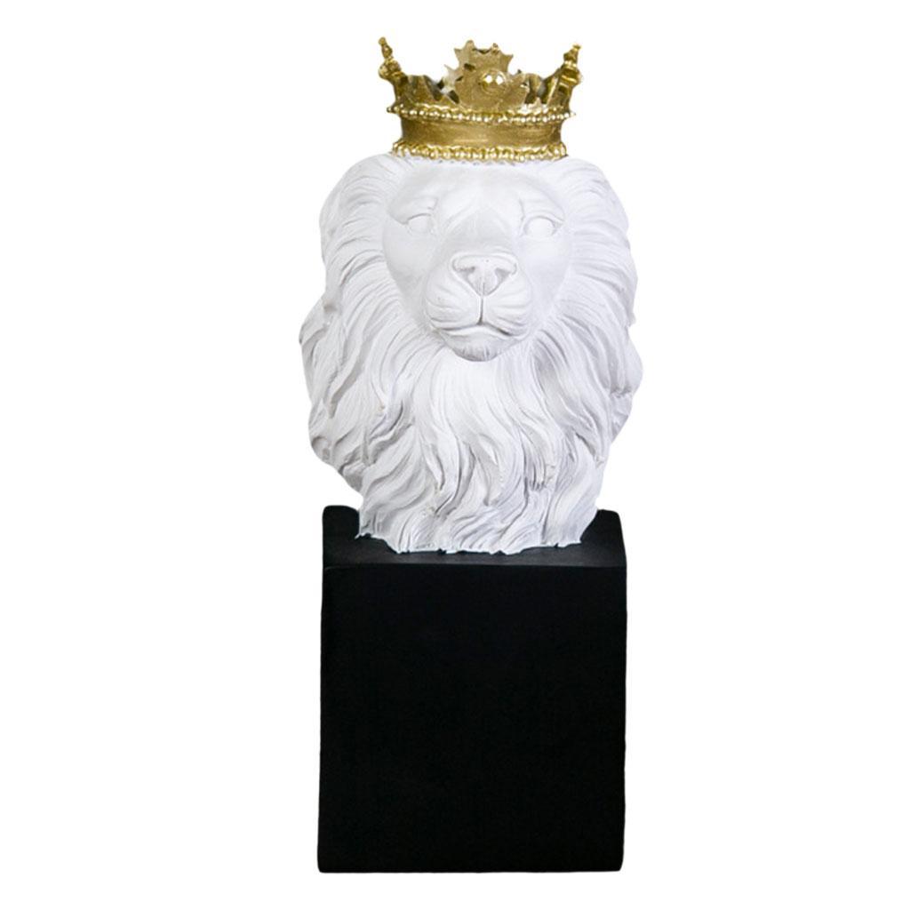 2pcs Lion Head Statue Ornament Home Sculpture Figurine Decorations