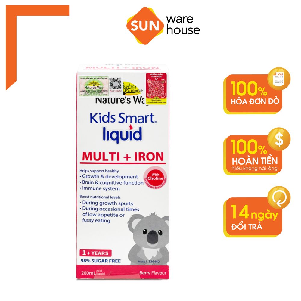 Siro Uống Nature's Way Kids Smart Liquid Multi + Iron Hỗ Trợ Nâng Cao Sức Đề Kháng Cho Trẻ 200ml