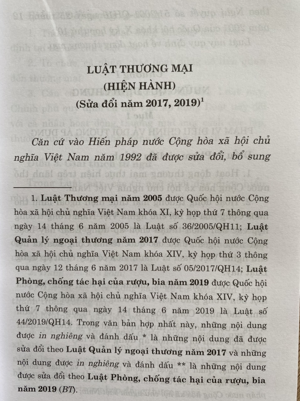 Luật Thương Mại ( Hiện Hành )( Sửa đổi năm 2017, 2019 )