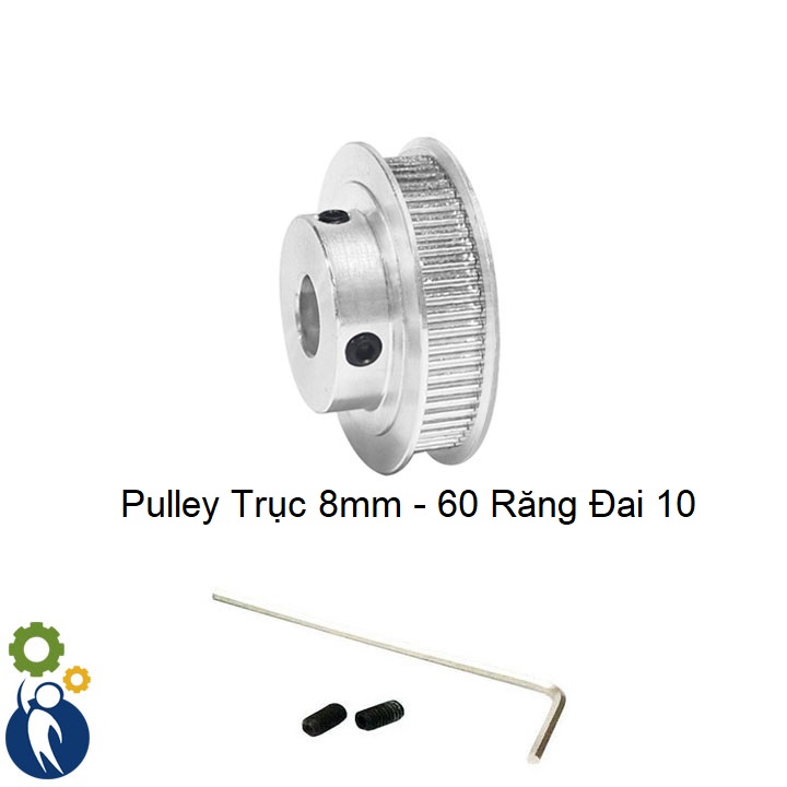 Buly, Puly, Pulley Trục 8mm - 60 Răng Đai 10, sử dụng với dây đai 2GT-10mm
