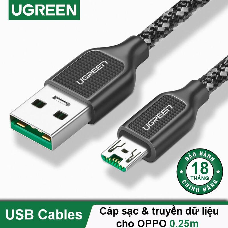 Cáp sạc nhanh Micro USB UGREEN US271 5V/4A cho Oppo R9 / Oppo R9S/ Oppo R11 / Oppo R11 Plus / F1 Plus dài 0.25m - 1m - Hàng chính hãng