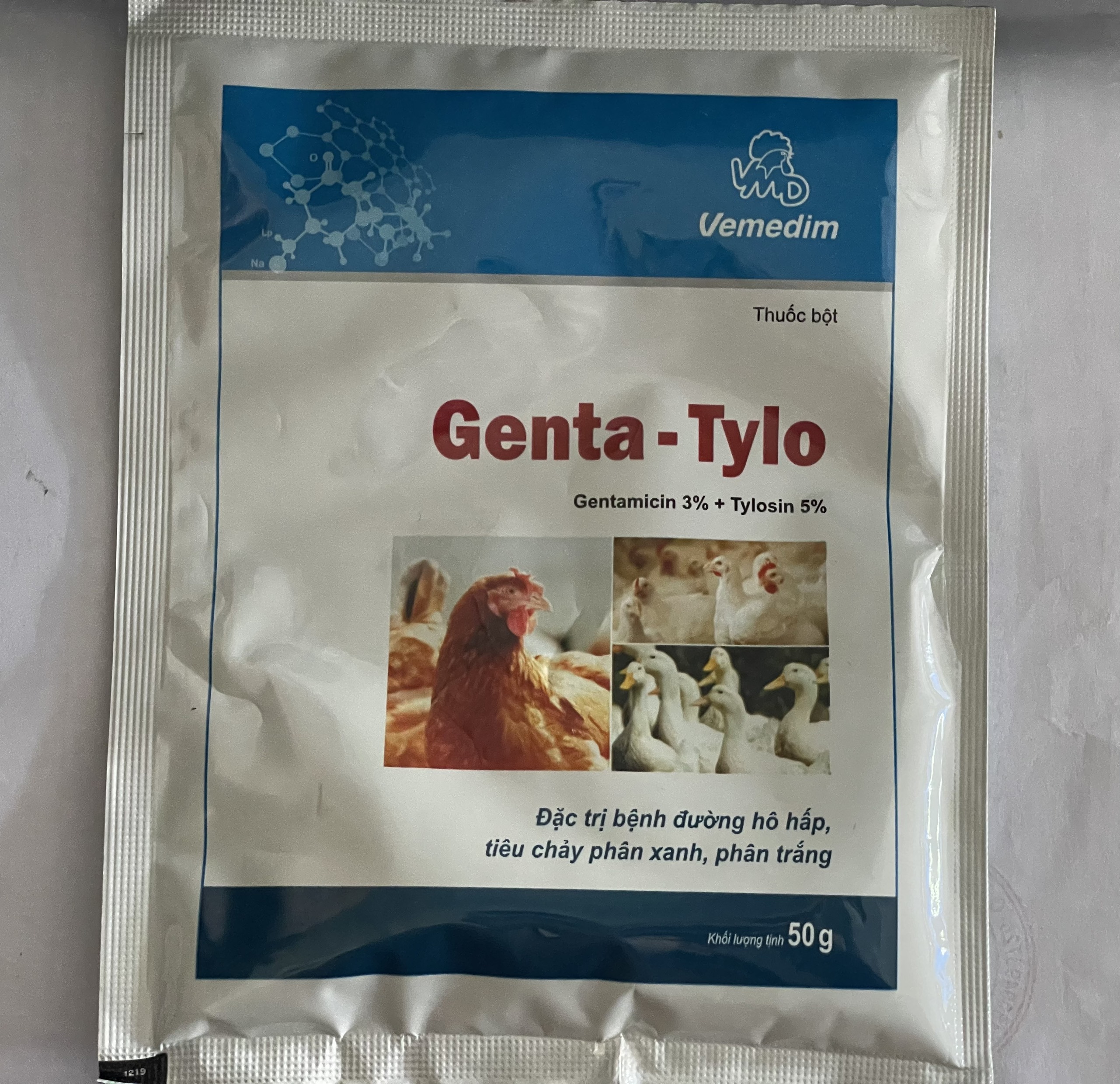 GENTA TYLO 50G - ĐẶC TR.Ị BỆNH ĐƯỜNG HÔ HẤP, TIÊU CHẢY PHÂN XANH, PHÂN TRẮNG