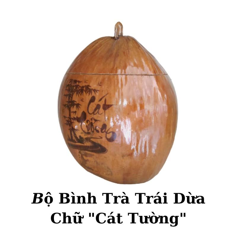 Bộ Giữ Ấm Bình Trà Trái Dừa Hoa Văn Lồng Chữ &quot;Gia Đình&quot;; Chữ &quot;Cát Tường&quot; - Bình Trà 500 - 1000ml