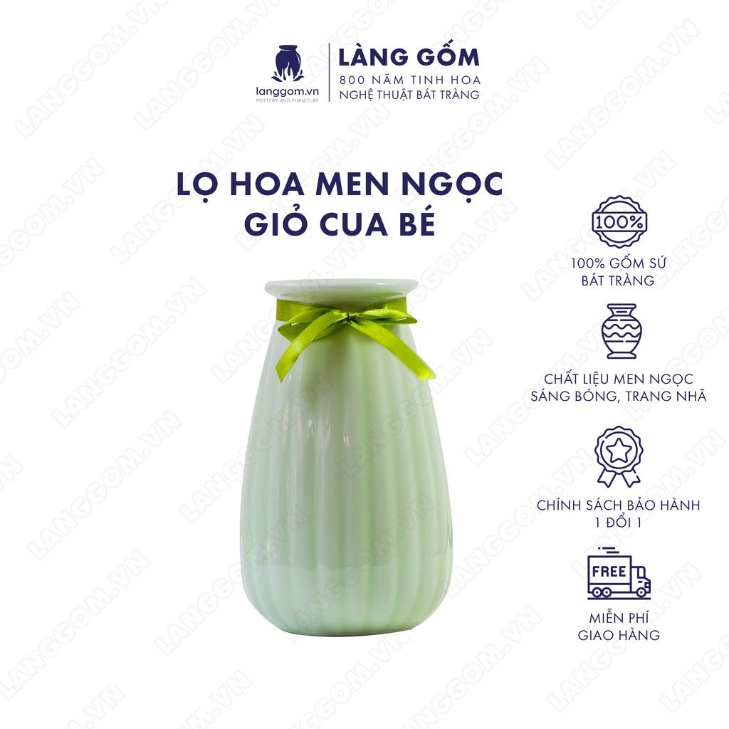 Bình hoa, lọ hoa Gốm sứ Bát Tràng cao cấp Men ngọc giỏ cua bé dùng làm quà tặng, trang trí - Làng Gốm Bát Tràng