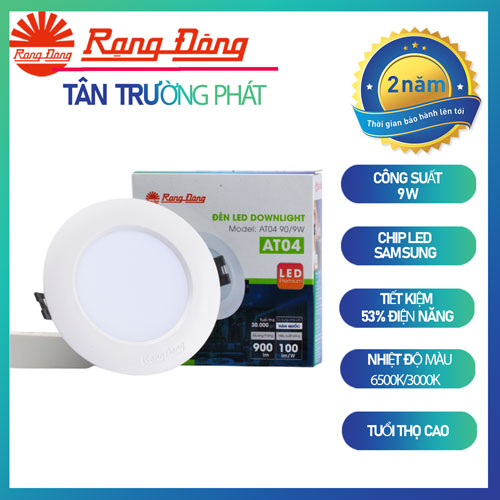 Đèn LED âm trần Downlight 90/9W Rạng Đông Model: AT049W 90/