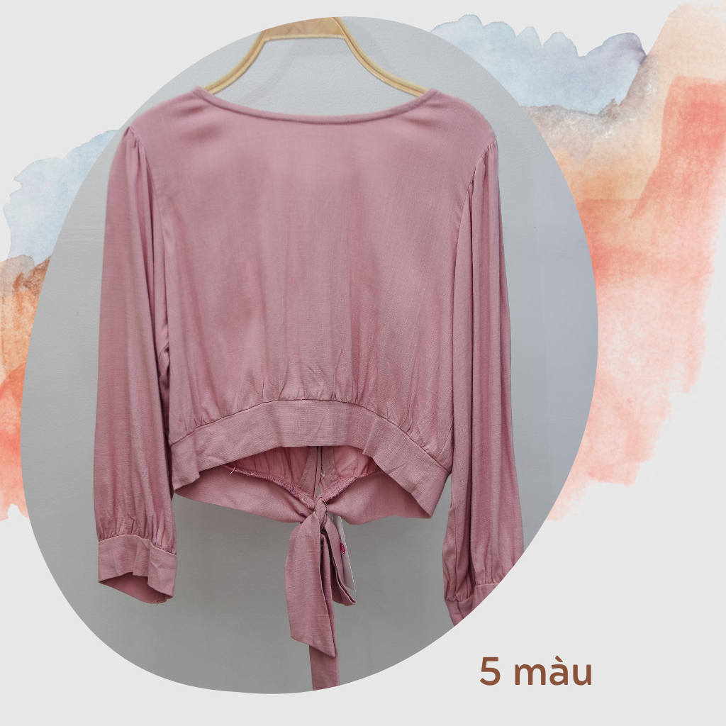 Áo kiểu croptop tay phồng -tay dài tay bo