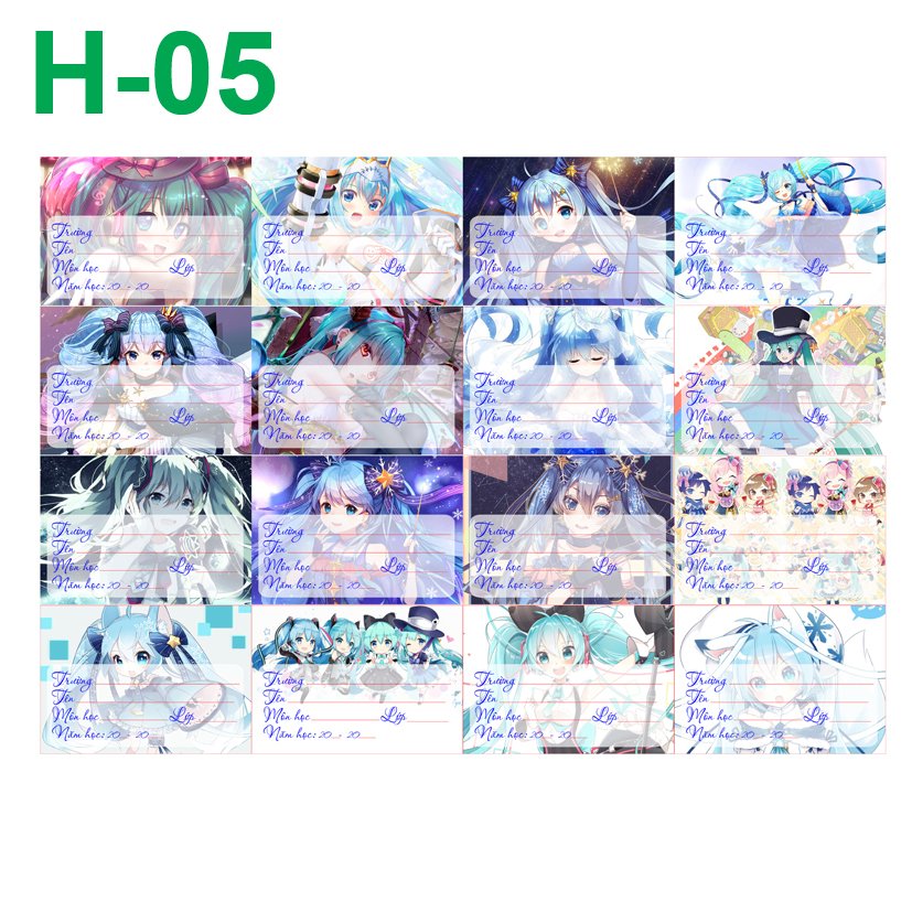 Nhãn vở set 64 nhãn vở Hatsune Miku