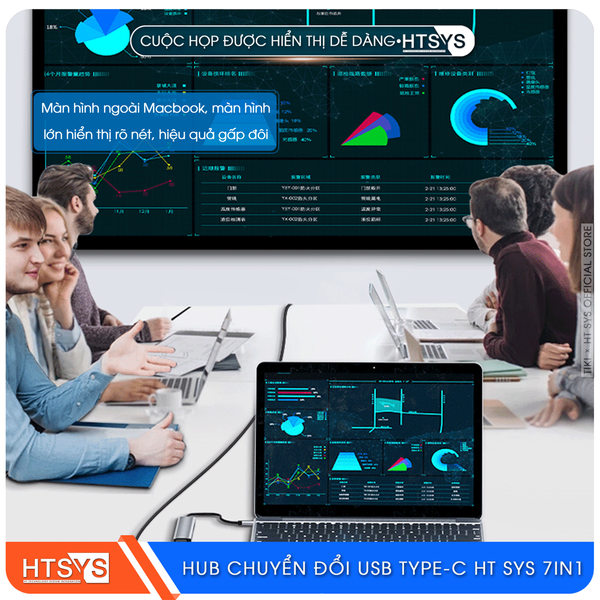 Hub Chuyển Đổi USB Type C HT SYS 7 in 1 To HDMI, USB 3.0, SD, TF, USB C, PD 100W - Hàng Chính Hãng
