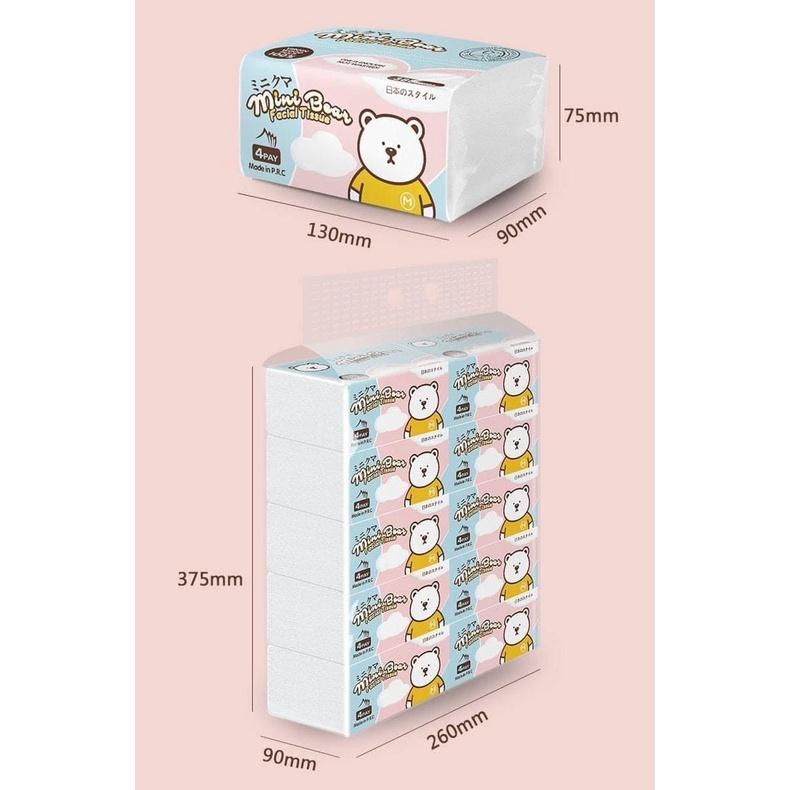 Khăn Giấy Rút Mini Bear Nhật Bản gói 300 tờ x 4 lớp - HTpaper