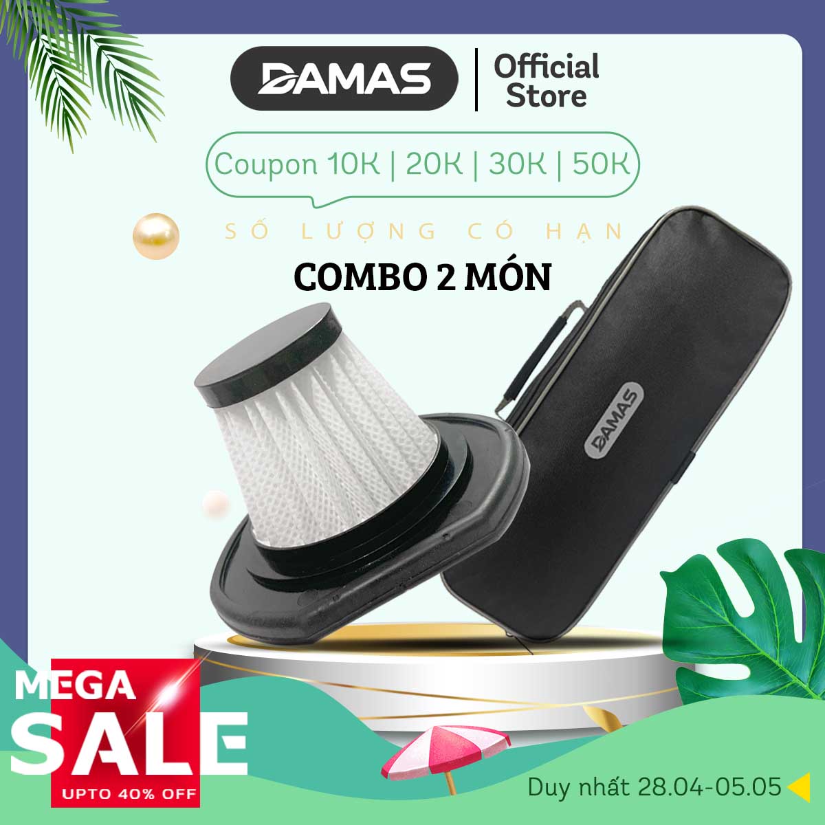 Combo túi đựng + bộ lọc máy hút bụi DAMAS XC628- Hàng chính hãng