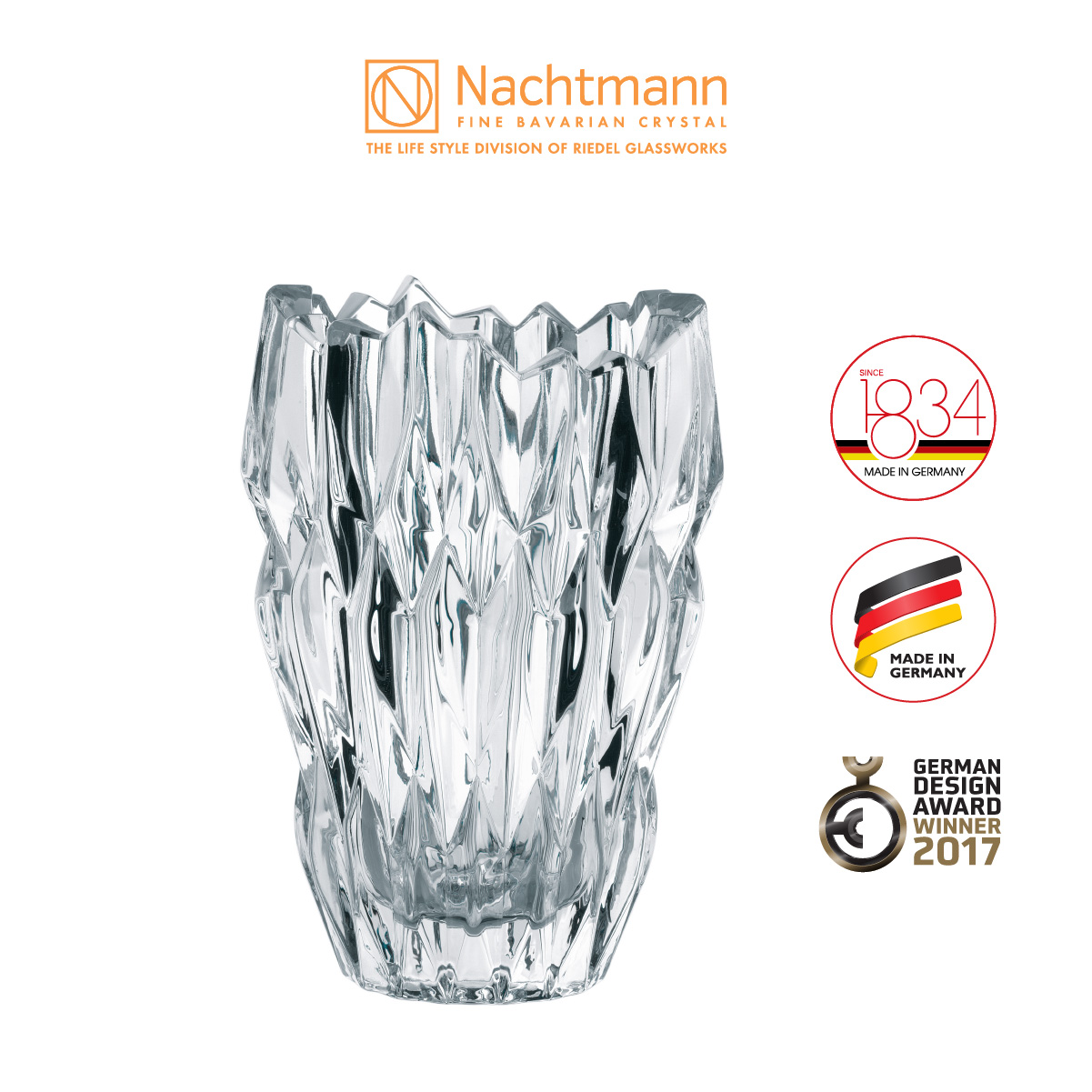 Bình hoa pha lê Nachtmann Quartz 16cm-Hàng chính hãng