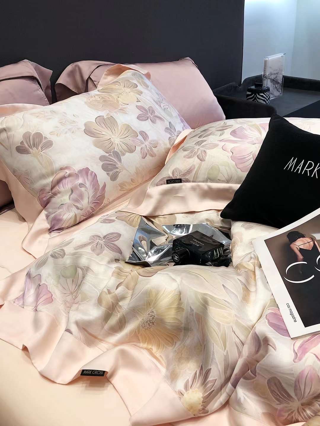 Bộ Ga Ra Drap Giường Tencel 100s Markcoss Bộ Chăn Ga Gối Đệm 5 Món Chăn Chần Bông Lụa Nhà Hin Home Bedding