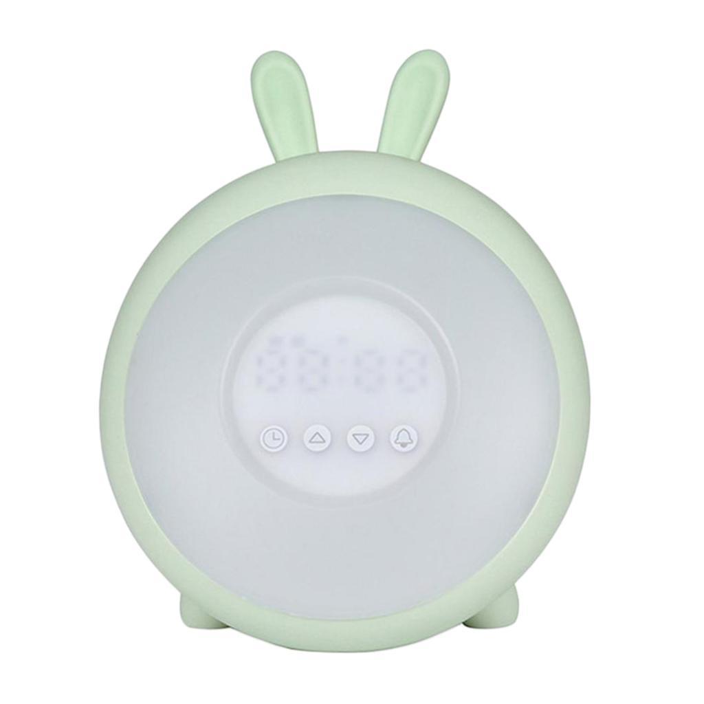 Night Light Clock for Kids, Cute Animal Bunny Nightlights for Baby Toddler Children Girls, Rechargeable 7 Changing Colors Table Lamp for Bedroom
