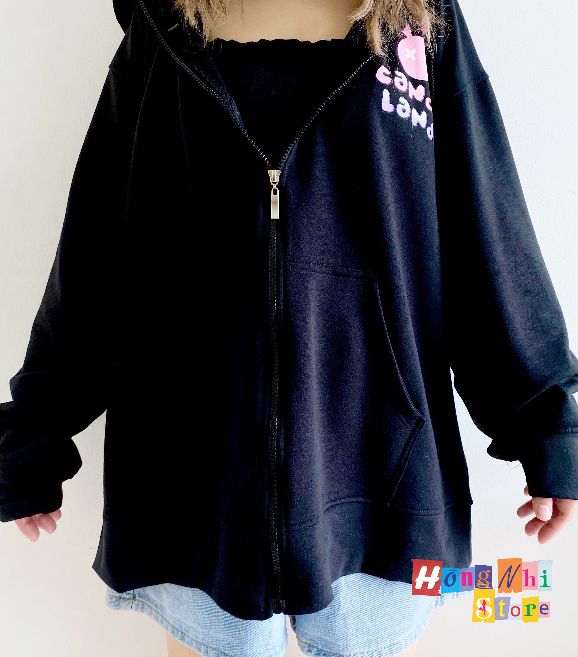Áo Khoác Hoodie Zip In Hình CANDY LAND Oversize Ulzzang Unisex Dáng Rộng - MM