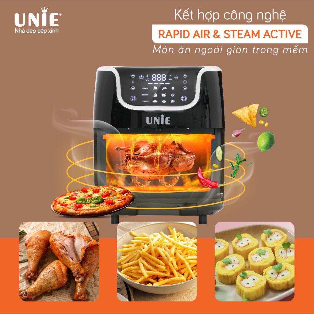 Nồi chiên hơi nước kết hợp nướng hấp UNIE Steam US6800 công suất - Hàng chính hãng