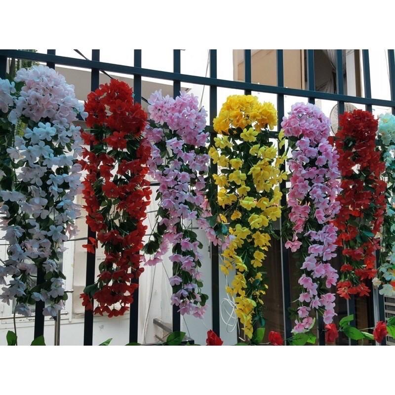Hoa giả Hoa lụa - Chùm hoa đỗ quyên treo tường