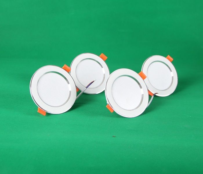 Đèn LED âm trần đổi màu 7w viền bạc/vàng, đèn trang trí giá rẻ hàng chính hãng