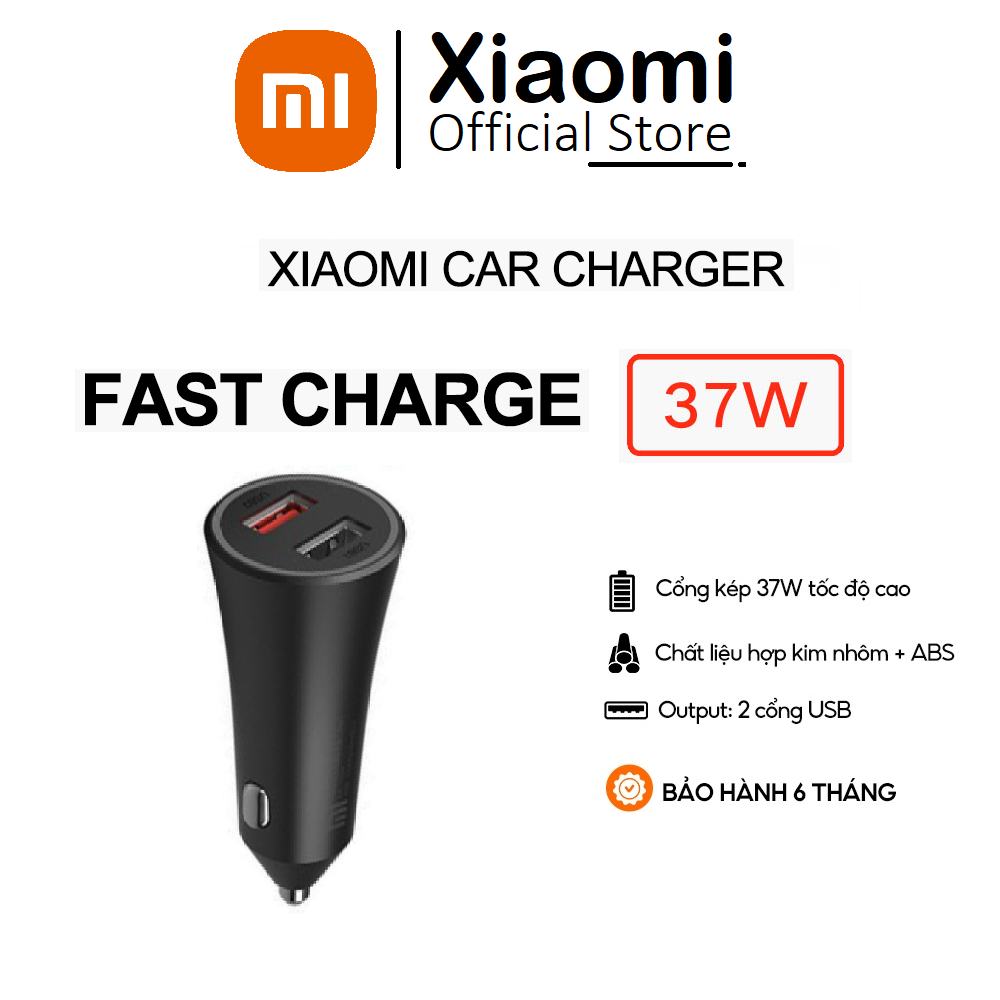 Sạc xe hơi Xiaomi sạc nhanh 2 cổng Usb 27W và 18W - Hàng chính hãng