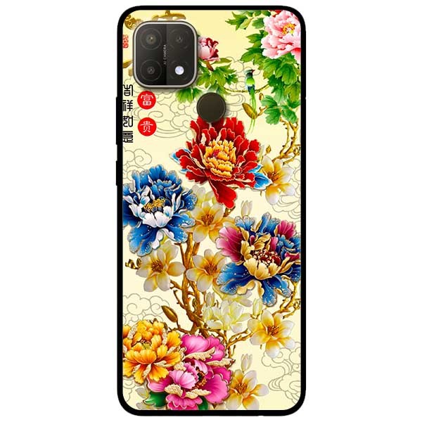 Ốp lưng dành cho Oppo Oppo A15 - A15s mẫu Mẫu Đơn Vàng Xanh
