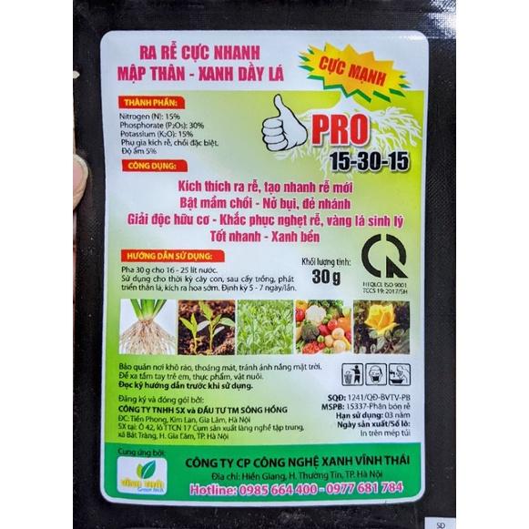 Phân bón Pro 15-30-15 Kích Ra rễ cực mạnh dùng cho rau màu, hoa cây canh, cây ăn trái
