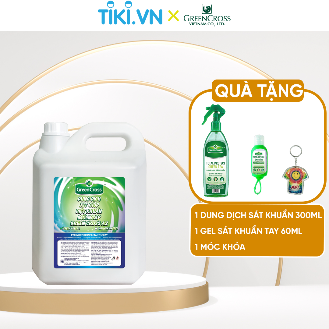 Dung dịch diệt khuẩn bề mặt Green Cross A2 không tỳ vết Can 5L Tiết kiệm