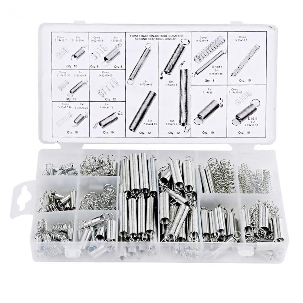 200PCS Steel Spring Set Extension Springs Compression Springs Combination Assorted with Storage Box Portable Tool Set