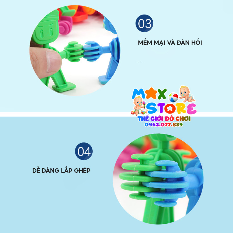 Túi Lắp Ghép Hình Người, Mặt Gấu, Siêu Nhân Cho Bé Phát Triển Trí Thông Minh
