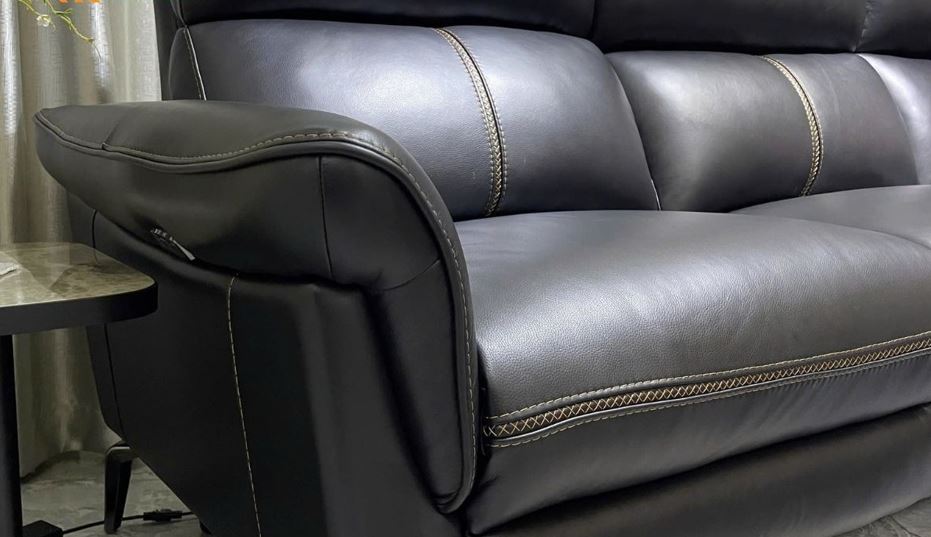 Combo ghế sofa chỉnh điện góc L và ghế đơn 100% da bò Italy Juno sofa màu đen – SFDLCT30 3m3 x 1m7 hàng cao cấp chuẩn da bò nhập khẩu Ý