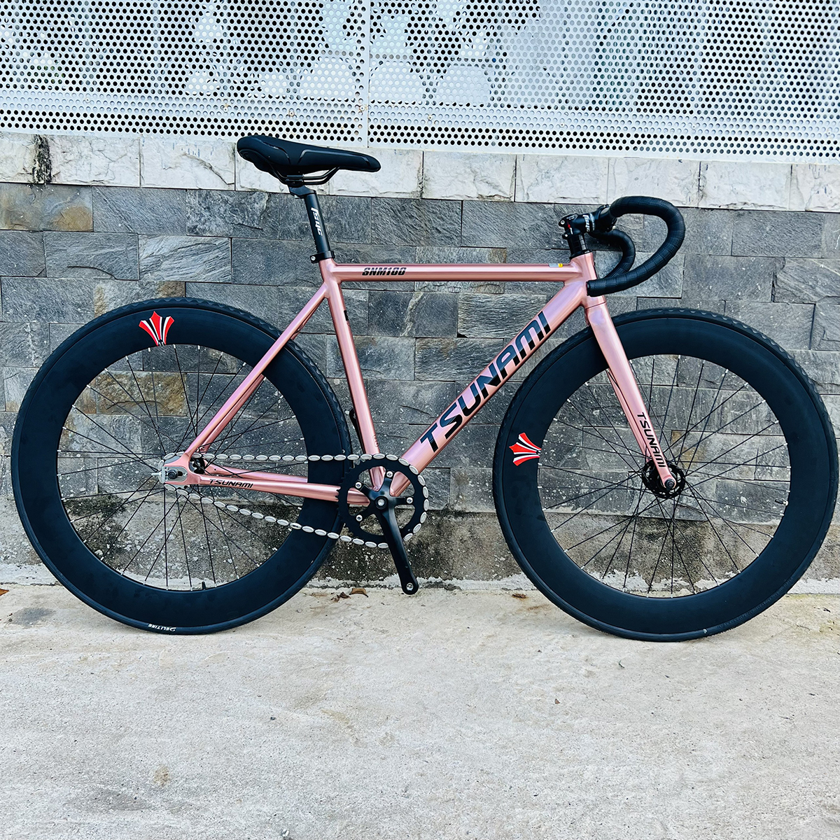 Fixed gear TSUNAMI SNM100 bánh trước sau 7cm - Màu Rose gold