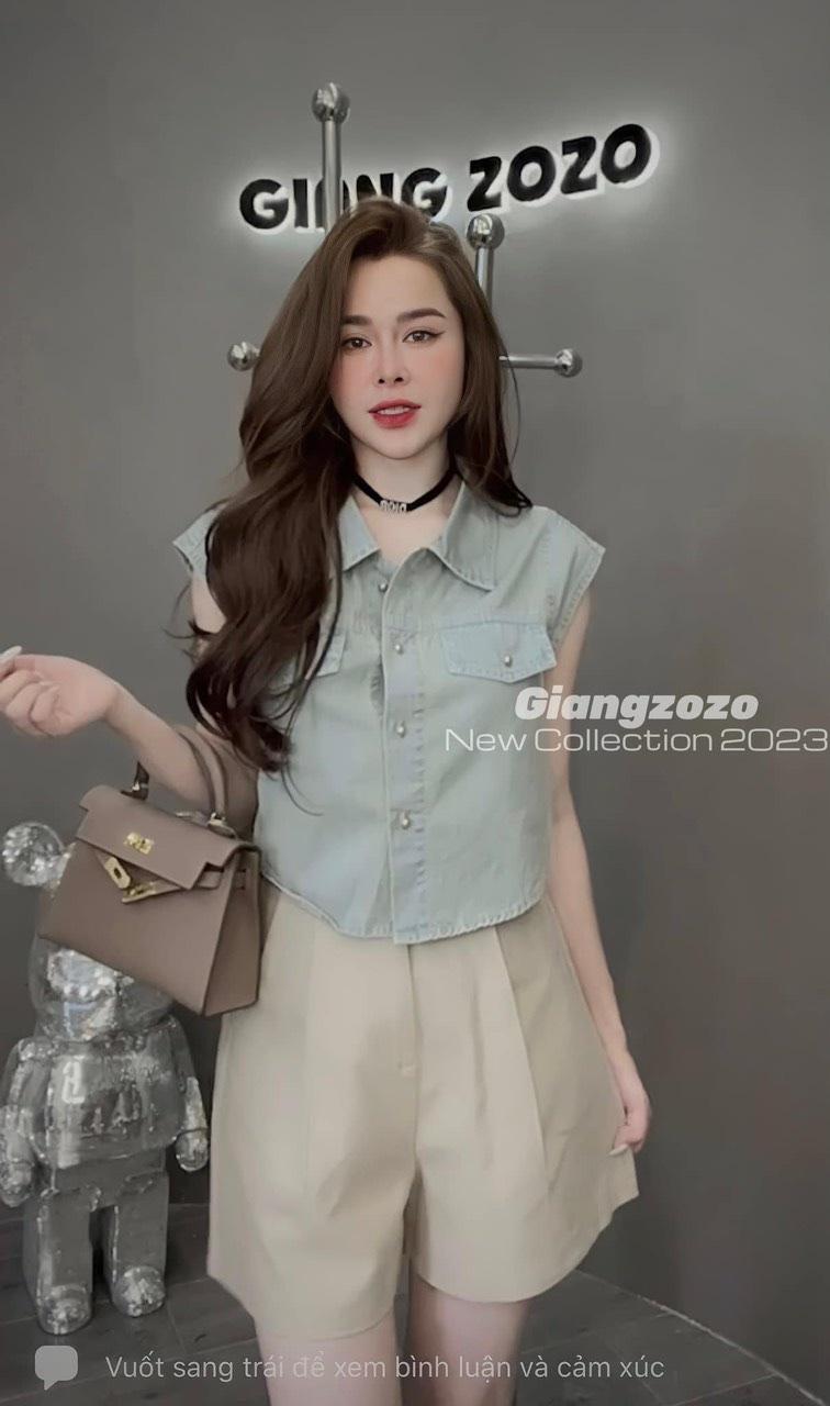 SET ĐI CHƠI, SET 2 MÓN ÁO SƠ MI JEAN SÁT NÁCH PHỐI QUẦN ĐÙI CỰC KUTE
