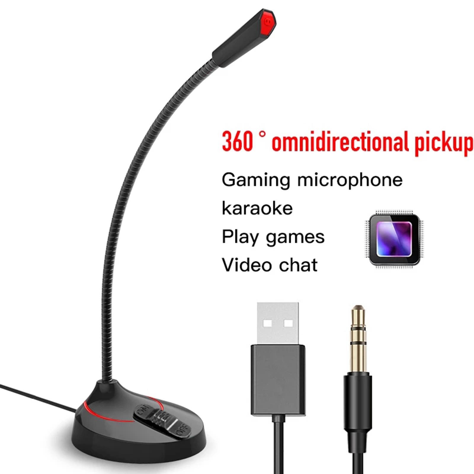 USB/3.5mm Computer Microphone, Plug & Play Desktop Omnidirectional Condenser PC Laptop Mic, with Independent Switch for Voice/Video Chat Conference