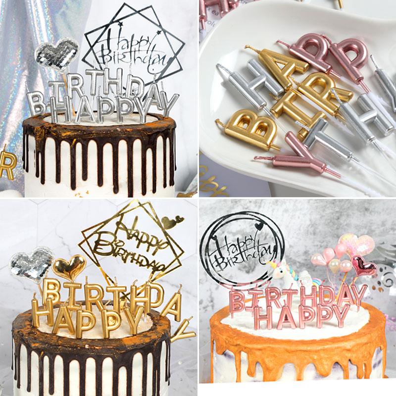Nến cắm trang trí bánh sinh nhật Chữ Cái Happy Birthday